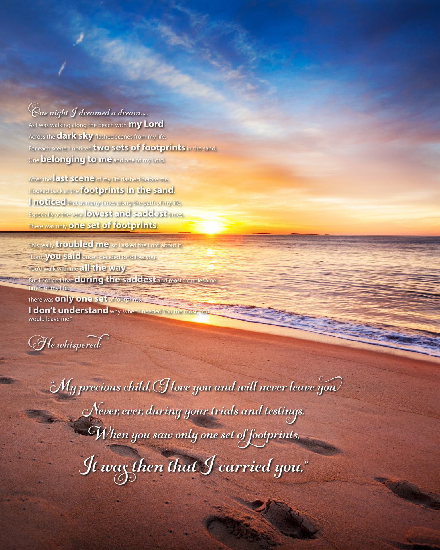 Footprints in the Sand Poem Beautiful Poem from Only the